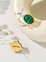1 Pair Simple Style Color Block Plating Inlay 304 Stainless Steel Turquoise 18K Gold Plated Ear Studs main image 2