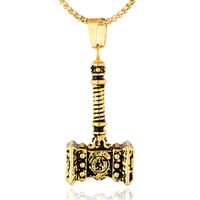 Acier Au Titane Plaqué Or 18K Hip Hop Rétro Placage Marteau Pendentif main image 1