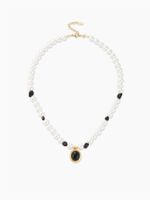 Simple Style Round Stainless Steel Shell Pearls Beaded Plating Artificial Pearls Obsidian 18K Gold Plated Women's Pendant Necklace main image 1