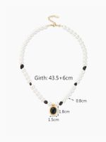 Simple Style Round Stainless Steel Shell Pearls Beaded Plating Artificial Pearls Obsidian 18K Gold Plated Women's Pendant Necklace main image 5