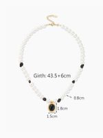 Style Simple Rond Acier Inoxydable Shell Perles Perlé Placage Perles Artificielles Obsidienne Plaqué Or 18K Femmes Pendentif main image 5