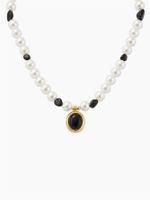 Simple Style Round Stainless Steel Shell Pearls Beaded Plating Artificial Pearls Obsidian 18K Gold Plated Women's Pendant Necklace main image 4