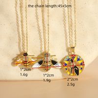 Elegant Classic Style Insect Copper Enamel Plating Inlay Zircon 14k Gold Plated Necklace main image 3