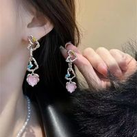 1 Pair Fashion Letter Square Heart Shape Inlay Imitation Pearl Alloy Artificial Gemstones Earrings sku image 120