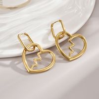 1 Pair Simple Style Commute Heart Shape Polishing Plating Stainless Steel 18K Gold Plated Drop Earrings main image 5