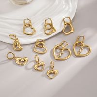 1 Pair Simple Style Commute Heart Shape Polishing Plating Stainless Steel 18K Gold Plated Drop Earrings main image 3