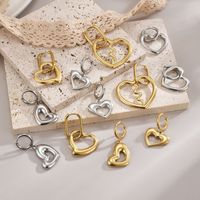 1 Pair Simple Style Commute Heart Shape Polishing Plating Stainless Steel 18K Gold Plated Drop Earrings main image 1