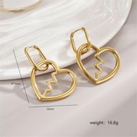 1 Pair Simple Style Commute Heart Shape Polishing Plating Stainless Steel 18K Gold Plated Drop Earrings sku image 9