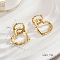 1 Pair Simple Style Commute Heart Shape Polishing Plating Stainless Steel 18K Gold Plated Drop Earrings sku image 4