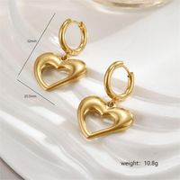 1 Pair Simple Style Commute Heart Shape Polishing Plating Stainless Steel 18K Gold Plated Drop Earrings sku image 5