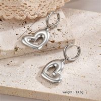 1 Pair Simple Style Commute Heart Shape Polishing Plating Stainless Steel 18K Gold Plated Drop Earrings sku image 3