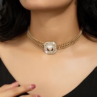 Wholesale Jewelry Classical Retro Heart Shape Iron Zinc Rhinestones Plating Inlay Choker main image 4