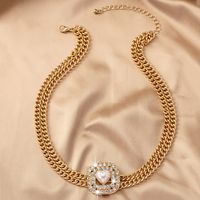 Wholesale Jewelry Classical Retro Heart Shape Iron Zinc Rhinestones Plating Inlay Choker main image 5