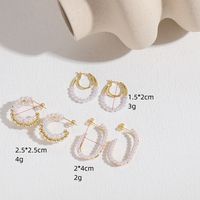 1 Pair Elegant Luxurious Classic Style U Shape Round Asymmetrical Inlay Copper Pearl Zircon 14k Gold Plated Ear Studs main image 3