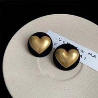 1 Pair Simple Style Heart Shape Arylic Alloy Ear Studs main image 4