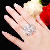 Lady Classic Style Solid Color Copper Plating Inlay Zircon White Gold Plated Rhodium Plated Rings main image 3
