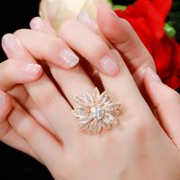 Lady Classic Style Solid Color Copper Plating Inlay Zircon White Gold Plated Rhodium Plated Rings main image 5