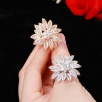 Lady Classic Style Solid Color Copper Plating Inlay Zircon White Gold Plated Rhodium Plated Rings main image 4