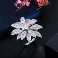 Lady Classic Style Solid Color Copper Plating Inlay Zircon White Gold Plated Rhodium Plated Rings main image 11
