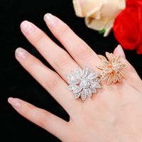 Lady Classic Style Solid Color Copper Plating Inlay Zircon White Gold Plated Rhodium Plated Rings main image 6