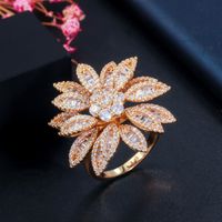 Lady Classic Style Solid Color Copper Plating Inlay Zircon White Gold Plated Rhodium Plated Rings main image 9