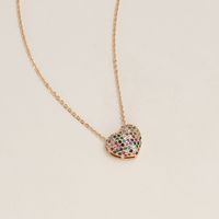 Elegant Simple Style Heart Shape Copper Plating Inlay Zircon Gold Plated Pendant Necklace main image 3