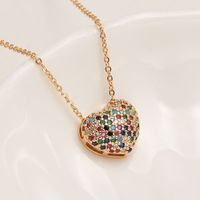 Elegant Simple Style Heart Shape Copper Plating Inlay Zircon Gold Plated Pendant Necklace main image 1