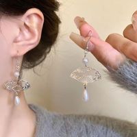 1 Pair Chinoiserie Clouds Plating Hollow Out Alloy Silver Plated Drop Earrings main image 5