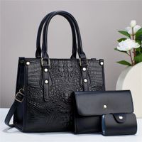 Women's Large Pu Leather Solid Color Classic Style Square Zipper Handbag sku image 1