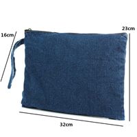 Women's Denim Solid Color Vintage Style Square Zipper Envelope Bag main image 4