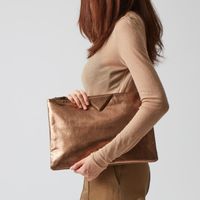 Women's Pu Leather Solid Color Classic Style Square Zipper Envelope Bag sku image 4