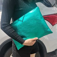 Women's Pu Leather Solid Color Classic Style Square Zipper Envelope Bag sku image 6