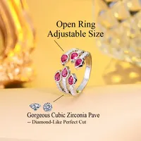 Luxurious Wedding Water Droplets Copper Plating Inlay Artificial Gemstones White Gold Plated Rhodium Plated Open Rings main image 8