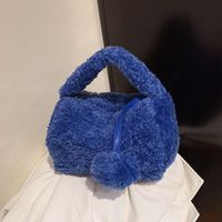 Women's Medium Plush Solid Color Classic Style Pillow Shape Zipper Handbag sku image 3