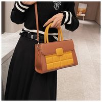 Women's Medium Pu Leather Color Block Classic Style Square Zipper Handbag main image 4