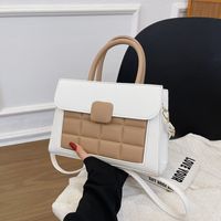 Women's Medium Pu Leather Color Block Classic Style Square Zipper Handbag sku image 3
