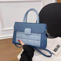 Women's Medium Pu Leather Color Block Classic Style Square Zipper Handbag sku image 2
