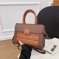 Women's Medium Pu Leather Color Block Classic Style Square Zipper Handbag sku image 6