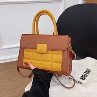 Women's Medium Pu Leather Color Block Classic Style Square Zipper Handbag sku image 7