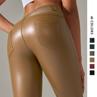 Modern Style Solid Color Chemical Fiber Blending Polyester Active Bottoms Skinny Pants main image 1