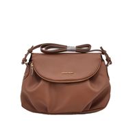 Women's Large Pu Leather Solid Color Vintage Style Square Zipper Ruched Bag sku image 6