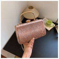 Women's Small Suede Color Block Classic Style Square Lock Clasp Evening Bag main image 2