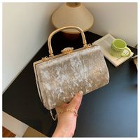 Women's Small Suede Color Block Classic Style Square Lock Clasp Evening Bag sku image 3