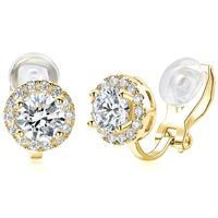 1 Pair Elegant Geometric Solid Color Inlay Copper Zircon Gold Plated Ear Cuffs sku image 2