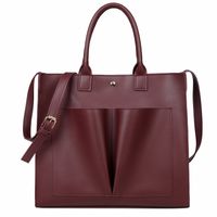 Women's Large Pu Leather Solid Color Vintage Style Classic Style Square Magnetic Buckle Handbag sku image 1