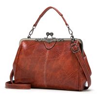 Women's Medium Pu Leather Color Block Vintage Style Dumpling Shape Lock Clasp Cloud Shape Bag main image 5