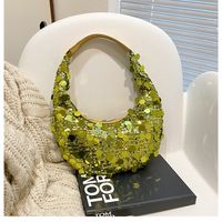 Women's Medium Sequin Solid Color Sexy Classic Style Crescent Shaped Zipper Underarm Bag main image 5