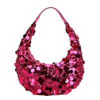 Women's Medium Sequin Solid Color Sexy Classic Style Crescent Shaped Zipper Underarm Bag sku image 2