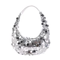 Women's Medium Sequin Solid Color Sexy Classic Style Crescent Shaped Zipper Underarm Bag sku image 5