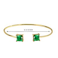 Simple Style Solid Color Copper Plating Inlay Gem Glass Bead Zircon 18k Gold Plated Bangle sku image 3